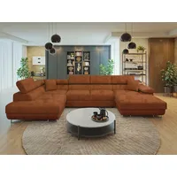 Mirjan24 Wohnlandschaft Torezio Bis, mit Bettkasten und Schlaffunktion, Einstellbare Kopfstützen, 346x203x70-90 cm (Farbe: Flow ... - Braun