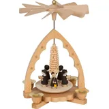 Richard Glaesser Weihnachtspyramide Pyramide Kurrende, Höhe 19 cm, Handwerkskunst original Erzgebirge