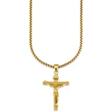 Bruno Banani Kette mit Anhänger Kreuz Gravur INRI Venezianerkette«, gelbgoldfarben