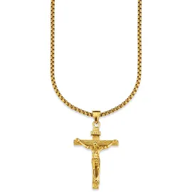 Bruno Banani Kette mit Anhänger Kreuz Gravur INRI Venezianerkette«, gelbgoldfarben