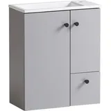 Badezimmer Waschtisch Schrank Unterschrank 50 cm grau inkl. Waschbecken BARLETTA-80