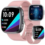 2025 New Smartwatch Herren Smartwatch Mit Blutdruckmessung EKG+HRV/Harnsäure/BMI Herren Damen 1,72" AMOLED Gesundheitsuhr Mit Telefonfunktion, 24H Herzfrequenz SPO2 Schlafmonitor Fitnessuhr (Rosa)