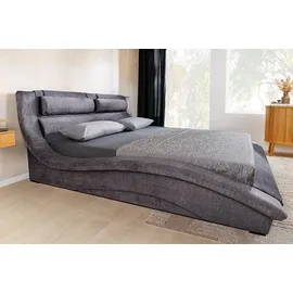 Riess-Ambiente Bett SWING 160x200cm grau Samt geschwungenes Doppelbett