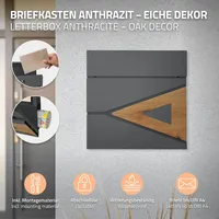ML-Design Briefkasten Eiche Optik Wandbriefkasten Postkasten Stahl Anthrazit
