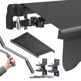 STEELSØN Kestria Markise für Balkon/Dachterrasse/Garten 200x150 cm – Gelenkarmmarkise Blickdicht & wetterfest – Außenrollo mit Kurbel aus Kunststoffgewebe – Sonnenmarkise mit Wandhalterung Anthrazit