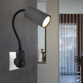 GLOBO Steckdosenlampe Steckerleuchte Wohnzimmer GU10 mit Schalter Steckdosenleuchte mit schwenkbarem Spot, Schwanenhals, GU10 Fassung, LxBxH 32x5,5x43 cm, 2er Set