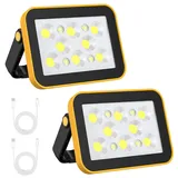 LED Strahler Akku, T-SUNUS LED Baustrahler Akku Wiederaufladbar mit 4 Lichtmodi, Superhell Arbeitsstrahler Tragbar mit Magnet 180° Drehung Wasserdicht für Angeln Notfall Garage Baustelle