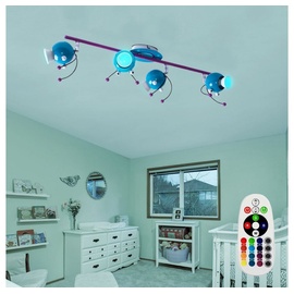 ETC Shop Decken Lampe Kinder Zimmer Spots verstellbar Fernbedienung dimmbar im Set inkl. RGB LED Leuchtmittel