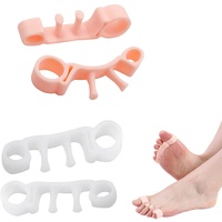 Zehenspreizer Zehenschutz Hallux Valgus Korrektur Großer Kleiner Zeh Toe Spacer Separator Zehentrenner Silikon Socken, 4 Paare