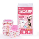 Pet Soft Hundewindeln für Hündinnen, 20 Stück Einweg-Windeln für Hunde&Katzen, Hochsaugfähige Katzenwindeln Läufigkeitshose für Hündinnen mit verstellbarem Schwanzloch (XS-20 Stück)