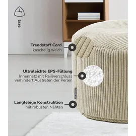 mokebo Pouf Cord 50 x 30 x 50 cm Beige