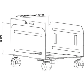 InLine PC-Trolley Rollhilfe für Computergehäuse max 10 kg Schwarz