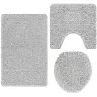 VidaXL 3-tlg. Badematten-Set Grau Polypropylen Rutschfest