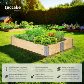 Tectake tectake® Hochbeet, aus Holz, vielseitig nutzbar, 120 x 80 x 19 cm