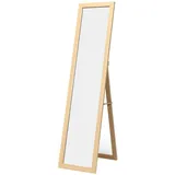 COSTWAY 2-in-1 Ganzkörperspiegel, Standspiegel und Wandspiegel mit Holzrahmen, Schminkspiegel