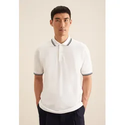 T-Shirt SEIDENSTICKER "Regular", Herren, Gr. S, weiß, 100% Baumwolle, gestreift, Kurzarm, Shirts, Kurzarm Kragen Streifen platziert