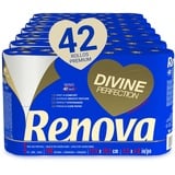 Renova Renova Divine Perfection Toilettenpapier, 42 Rollen, Premium-Toilettenpapier, 4-lagig, ultraweich, mehr Stärke, Dicke, Weichheit und Saugfähigkeit, FSC-zertifiziertes Papier, 4400 g