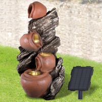 Solar - Gartenbrunnen Brunnen Zierbrunnen Zimmerbrunnen Springbrunnen Brunnen mit LED-Licht Wasserfall Wasserspiel für Garten, Gartenteich, Terrasse, Balkon Sehr Dekorativ