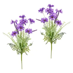 Kunstblume I.GE.A. "Margeriten-Mix-Strauß", lila (violett), B:18cm H:50cm L:10cm, Polyester, Kunstpflanzen, 2er Set Blumenstrauß Gänseblümchen Bouquet Kunstblumen Strauß Blumen