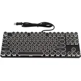 Punk Mechanische Tastatur, Kabelgebundene Gaming-Tastatur, Ergonomie-Tastatur mit Hintergrundbeleuchtung, mit Vintage Round Cap, mechanischer Schalter, für PC-Spieler/Windows-Gaming, Schwarz
