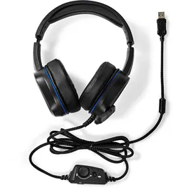 Nedis Gaming Headset Über Ohr Surround USB Type-A Klappbarer Mikrofon 2.10 m LED (Kabelgebunden), Gaming Headset, Schwarz – Für lange Gaming-Sessions