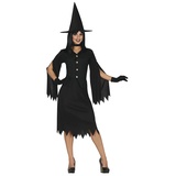 Fiestas Guirca Salem Hexe Kostüm – Schwarzes Hexenkostüm mit Hexenhut – Halloween Kostüm Erwachsene Damen Größe 40-42 L