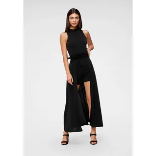 MELROSE Jumpsuit MELROSE, Damen, Gr. 44, schwarz, Jersey, Obermaterial: 95% Polyester, 5% Elasthan, clean, unifarben, knöchellang, Overalls, mit angesetztem Rock im 2in1 Look
