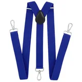 axy Herren Hosenträger mit 3 robusten Karabiner Verschluss 2,5 cm breit Y-Form stufenlos verstellbar (Blau) - Einheitsgröße