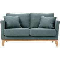 Skandinavisches Sofa aus graugrünem Stoff mit Samteffekt und hellem Holz 2-Sitzer OSLO