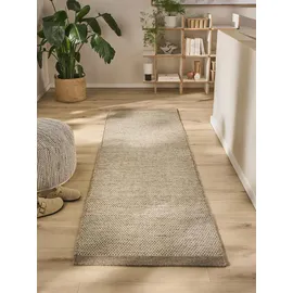 benuta pure Wollteppich Rocco Taupe 80x250 cm - Naturfaserteppich aus Wolle,
