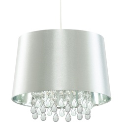 Kristall Decken Hänge Leuchte Wohn Zimmer Kunst-Seid Pendel Lampe im Set inkl. LED Leuchtmittel