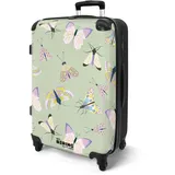 NoBoringSuitcases.com® Koffer Kinder Groß 67x43x25 cm Reisekoffer Kinderkoffer 4 Rollen Leicht Trolley Große M Hartschalenkoffer für Jugendliche Tiere - Insekten - Grün