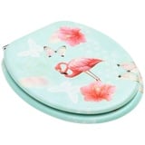 Tidyard Toilettensitz mit Deckel Toilettendeckel Toilettensitz WC-Sitz Klodeckel MDF Flamingo-Design