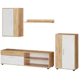 Vicco Wohnwand Berno, GKO/Weiß, 4-teiliges Set