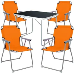 5-tlg Camping Set Campingtisch + 4 Campingstuhl Klappstuhl Orange