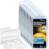 60 Duracell Activair Hörgerätebatterien PR44 blau 675 + Box für 2 Zellen