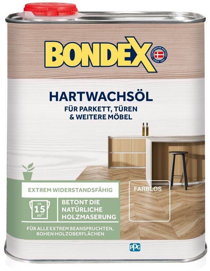 BONDEX Hartwachs Öl farblos, 0,25-2,5 L,  Holzöl, Schutz für Möbel und Spielzeug