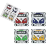 BRISA VW Collection - Volkswagen Getränke-Glas-Kork-Untersetzer mit MDF Beschichtung und T1 Bulli Bus Design (4ER Set/Samba Stripes/Bunt)