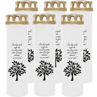 HS Candle Grabkerze mit Motiv 100h Brenndauer (6-tlg), Ø7xH25 cm, Grabkerze mit Motiv im 1er, 3er, 6er, 9er Pack weiß