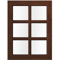 Kunststofffenster Holzoptik mit Sprossen, aluplast IDEAL® 4000, Nussbaum außen, Weiß innen, 60x80 cm, individuell konfigurieren