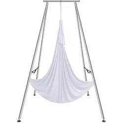 VEVOR Aerial Yoga Hängematte mit Yogarahmen 6 x 2,6 m, Weiß Yoga Swing Air Fliegen, Yoga-Schaukel Hammock Swing 250 kg Max. Tragfähigkeit, inkl. Yoga-Socken & Fußpolster, Anti-Gravity-Übungen