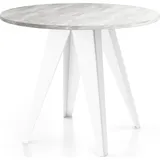 WFL GROUP Esstisch Glory Weiß im Industriestil - Modern, Rund - Ausziehbar von 90 cm bis 130 cm, mit pulverbeschichteten Metallbeinen, Tisch für Kleine Küche - Beton Grau Holzwerkstoff, Rund,Rund, 90x76x90 Esszimmer, Tische, Esstische