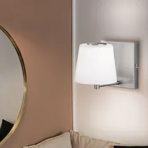 WOFI Wandleuchte Wandlampe Touchdimmer Esszimmerleuchte Akku USB Dimmer 3 Stufen, Metall Glas, 1x LED 2 Watt 230 lm, Dxh 14x17 cm WOFI 4015.01.64.9000