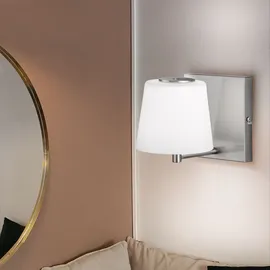 WOFI Wandleuchte Wandlampe Touchdimmer Esszimmerleuchte Akku USB Dimmer 3 Stufen, Metall Glas, 1x LED 2 Watt 230 lm, Dxh 14x17 cm WOFI 4015.01.64.9000