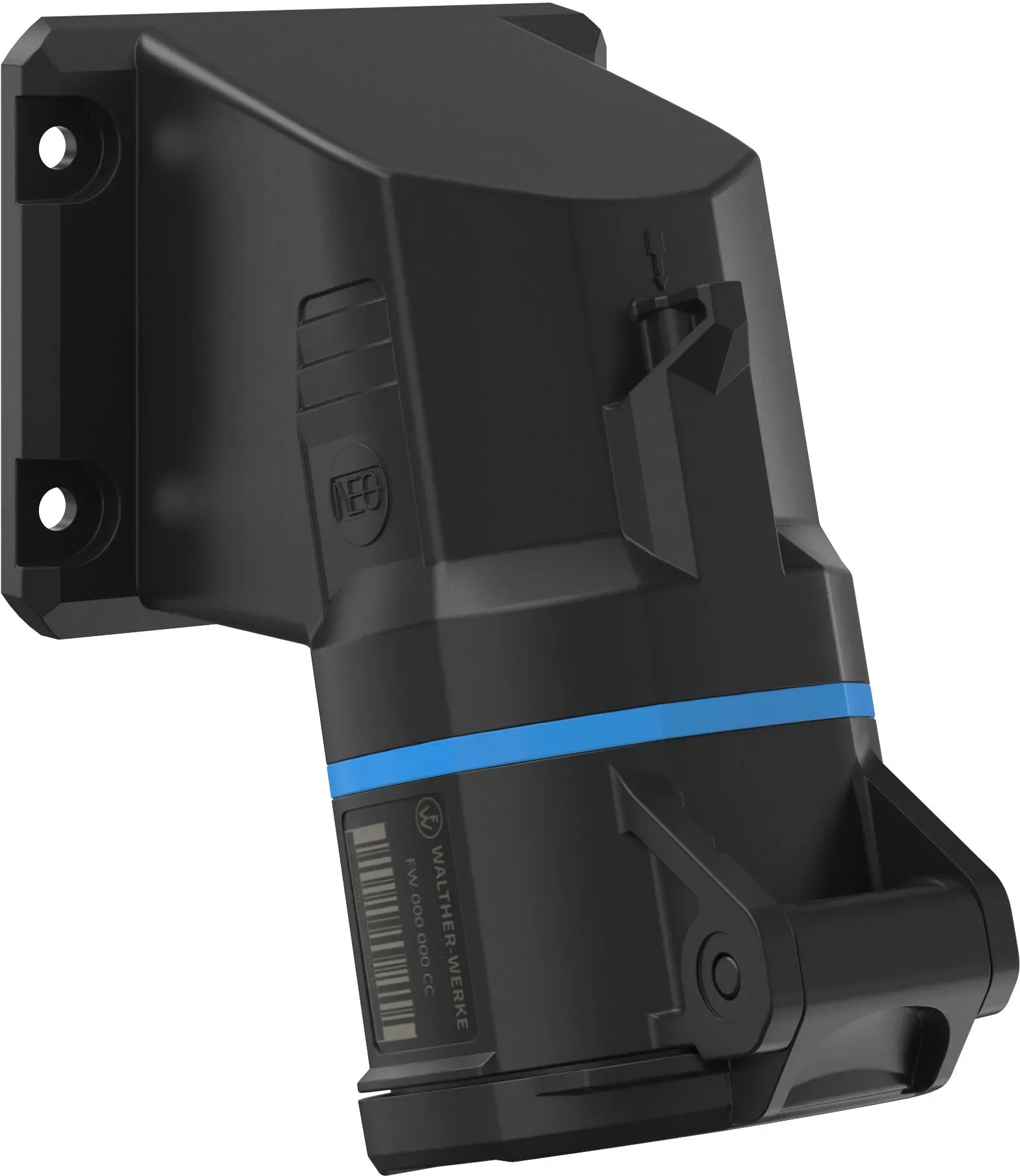 Walther Electric FW513509CC CEE NEO Anbaudose schräg, 16A, 5P, 9h, IP54 mit Käfigzugfeder-Technik und 77,5x90mm Flansch