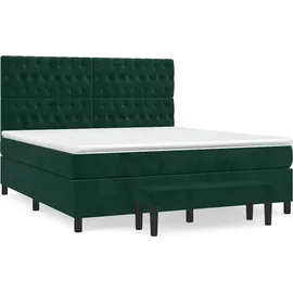 vidaXL Boxspringbett 180 x 200 cm Dunkelgrün