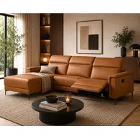 OTTO home Ecksofa OTTO HOME "LUND, L-Form, 261cm, man. o. elektr. Relaxfunktion USB-A)", braun (cognac), B:261cm H:97cm T:179cm, Echtleder 100% Echtleder;Kunstleder 100% Polyurethan, Sofas, Ecksofa, und Kopfteilverstellung