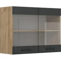 Vicco Küchenglashängeschrank R-Line, Anthrazit Landhaus, 80 cm