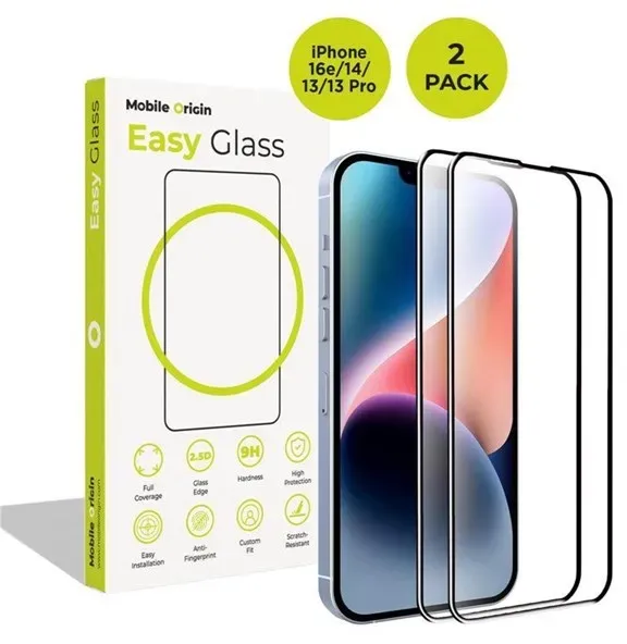 EasyGlass iPhone 17e/16e/14/13/13 Pro - 2 pack