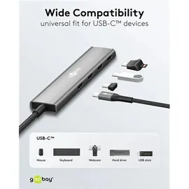 goobay Slim 4-Port USB-Hub, USB-C auf 5 Gbit/s